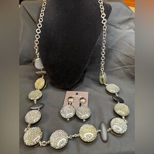 Chico’s Bundle Black w/ Silver Stone & Bead Multi Colored Necklace and Earrings